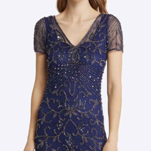 NWT Pisarro Nights Beaded Column Gown, 2 - Picture 2 of 14